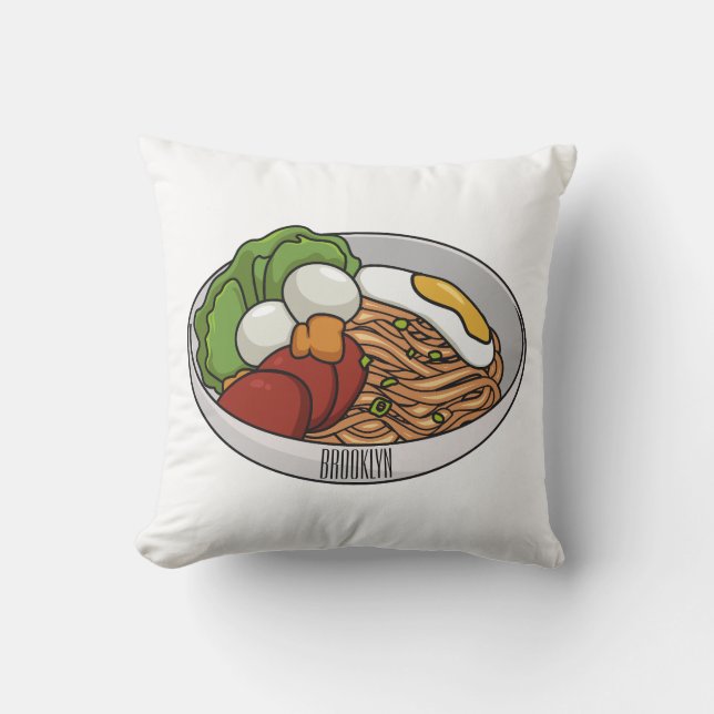 Cojín Decorativo Ilustracion personalizado de fideos (Anverso)