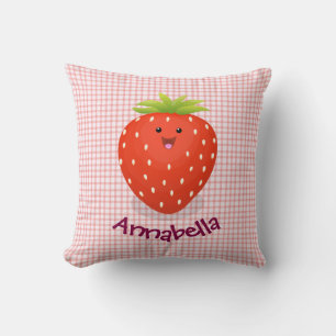 Cojín Decorativo Ilustracion personalizado de fresa cute kawaii