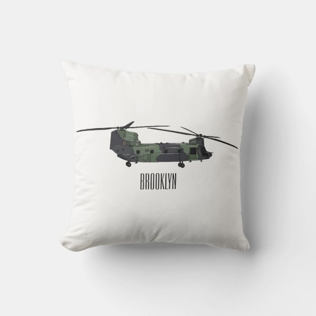 Cojín Decorativo Ilustracion personalizado de helicóptero del ejérc (Anverso)