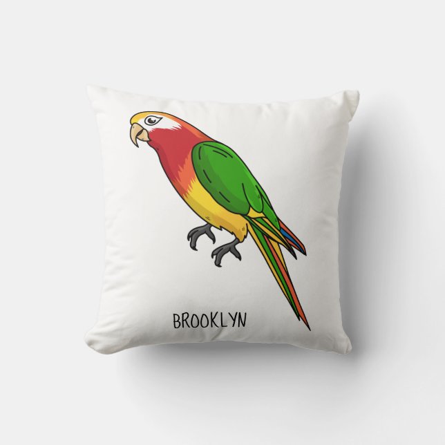 Cojín Decorativo Ilustracion personalizado de loro feliz (Anverso)