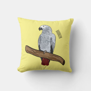 Cojín Decorativo Ilustracion personalizado de loro gris africano
