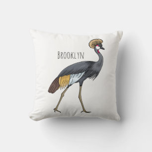 Cojín Decorativo Ilustracion personalizado de pájaro grullo coronad