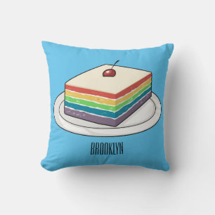 Cojín Decorativo Ilustracion personalizado de pastel de arcoiris
