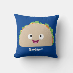 Cojín Decorativo Ilustracion personalizado de taco alegre sonriente