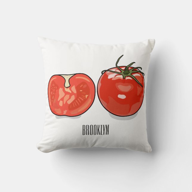 Cojín Decorativo Ilustracion personalizado de tomate (Anverso)