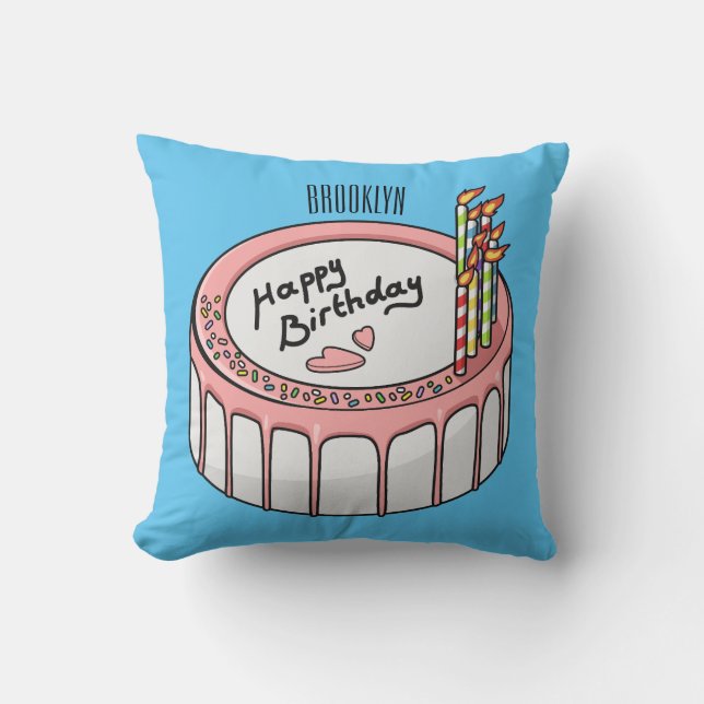 Cojín Decorativo Ilustracion personalizado de torta de cumpleaños (Anverso)
