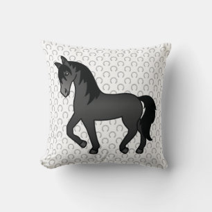 Cojín Decorativo Ilustracion Personalizado de trote negro