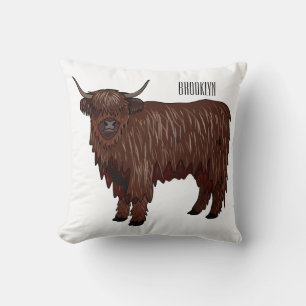 Cojín Decorativo Ilustracion personalizado de vaca de Highland