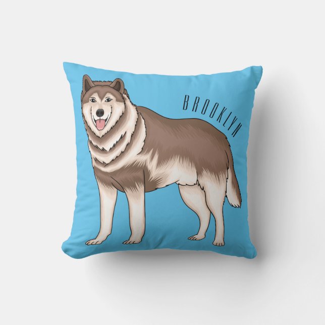 Cojín Decorativo Ilustracion personalizado husky siberiano (Anverso)