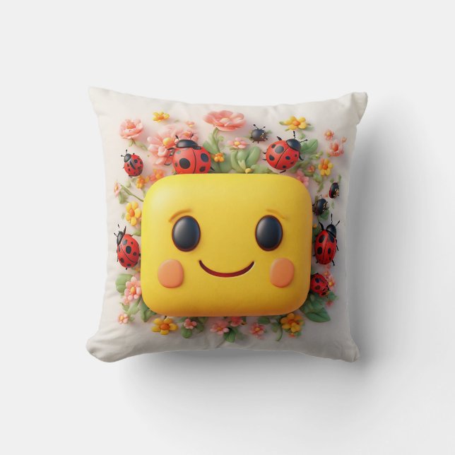 Cojín Decorativo Ilustracion Personalizado luminoso con Ladybugs, f (Anverso)