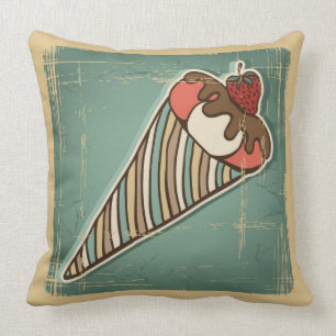 Cojín Decorativo Ilustracion retro del helado