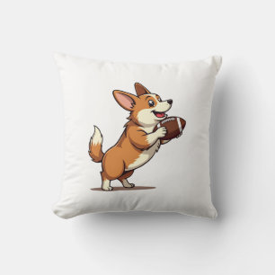 Cojín Decorativo Ilustración Retro Deportiva de Perro de Fútbol Cor