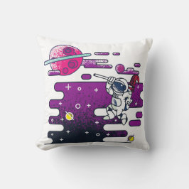 Cojín Decorativo Ilustracion retro vibrante astronauta espacial