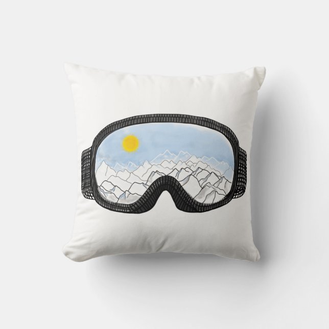 Cojín Decorativo Ilustracion Ski Goggles Mountain View (Anverso)