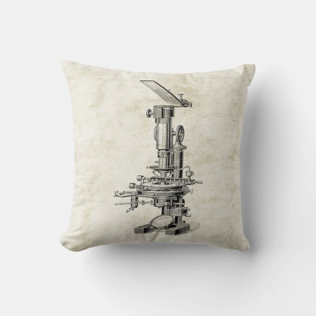 Cojín Decorativo Ilustracion Steampunk retro del microscopio del (Anverso)