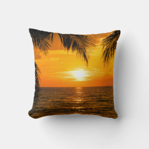 Cojín Decorativo Ilustracion Tropical Beach Sunset Palm