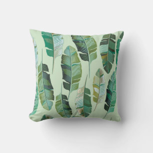 Cojín Decorativo Ilustracion tropical de plantas bananeras de moda