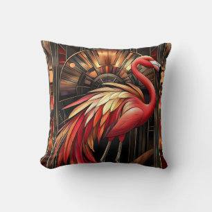 Cojín Decorativo Ilustracion vibrante Art Deco Flamingo
