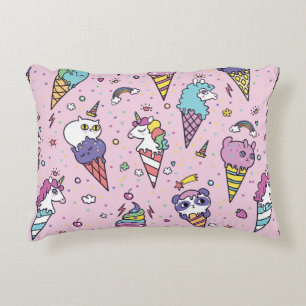 Cojín Decorativo Ilustracion vintage de cute helado conos que