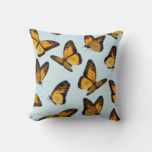 Cojín Decorativo Ilustracion Vintage de las mariposas monarcas colo