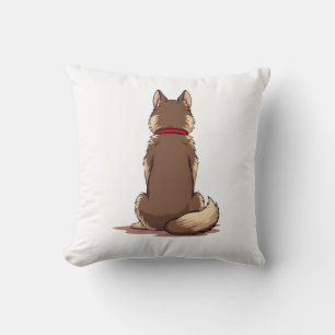 Cojín Decorativo Ilustración Vintage de Perro Husky Vista Posterior