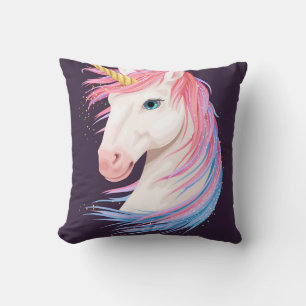 Cojín Decorativo ilustracion vintage de unicornio lindo con pelo do