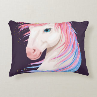 Cojín Decorativo ilustracion vintage de unicornio lindo con pelo do