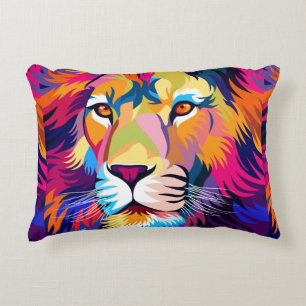 Cojín Decorativo ilustraciones coloridos, un león, diseño simple -