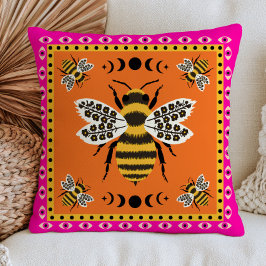 Cojín Decorativo Ilustraciones de abejas sobre floral elegante nara