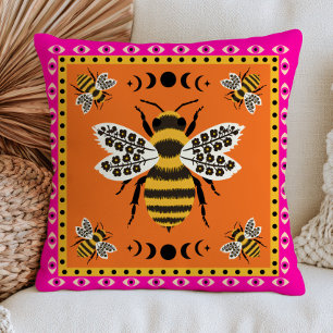 Cojín Decorativo Ilustraciones de abejas sobre floral elegante nara