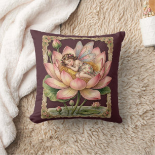 Cojín Decorativo Imagen de recorte vintage - Hada durmiendo en Loto