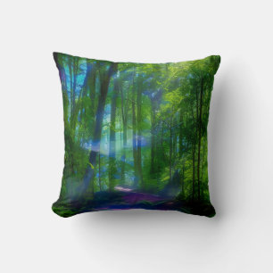 Cojín Decorativo Imagen de un camino en un bosque misterioso