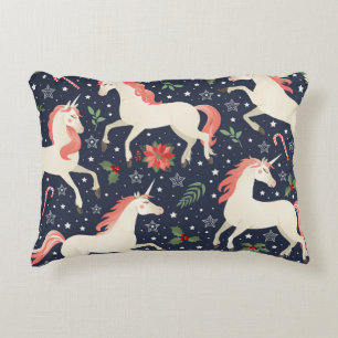 Cojín Decorativo Imagen de Unicornio de la Edad Media en un floral