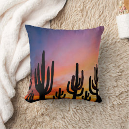 Cojín Decorativo Imagen del amanecer del cactus en el paisaje del d