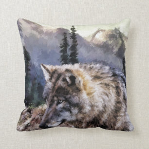 Cojín Decorativo Imagen del desierto del lobo gris