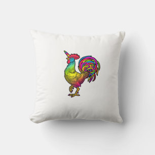 Cojín Decorativo Imagen divertida de animal de pollo de unicornio d