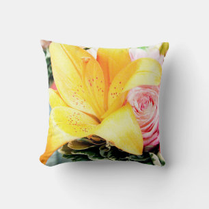 Cojín Decorativo imagen floral rosa lirio estrella rosa naranja bri