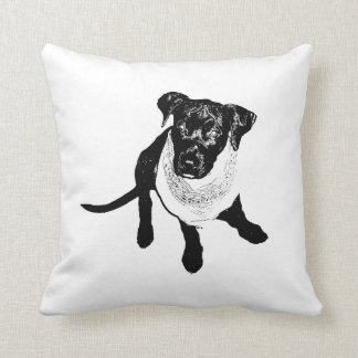 Cojín Decorativo Imagen negra blanco y negro del perrito del