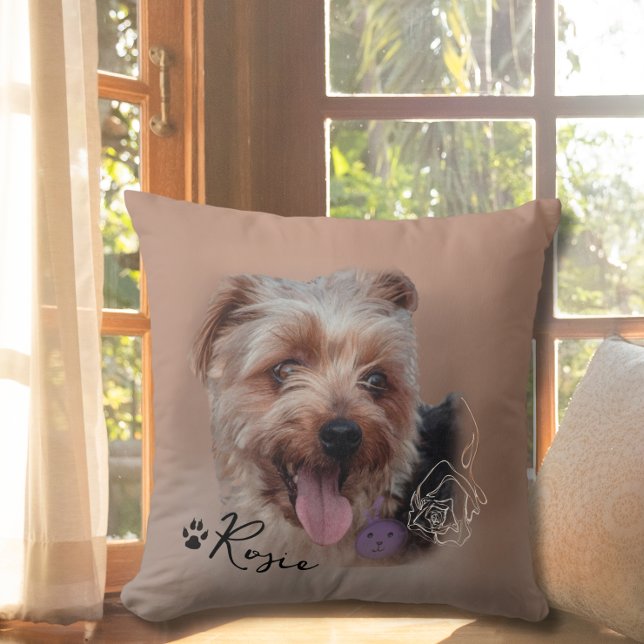 Cojín Decorativo Imagen personalizada de Yorkshire Terrier Dog Phot (Personalized Yorkshire Terrier Dog Photo Image Throw Pillow)