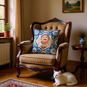 Cojín Decorativo Imagen propia, azules y azules Azulejos