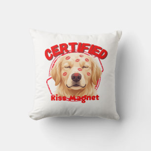 Cojín Decorativo Imán de besos certificado - Perro divertido Golden