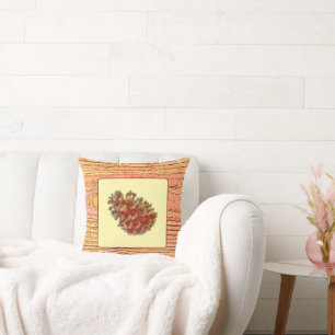 Cojín Decorativo imitación de madera y pinecona
