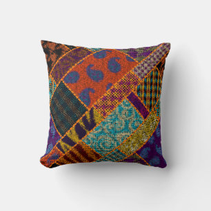 Cojín Decorativo Imitación del patrón de patchwork indio con textur