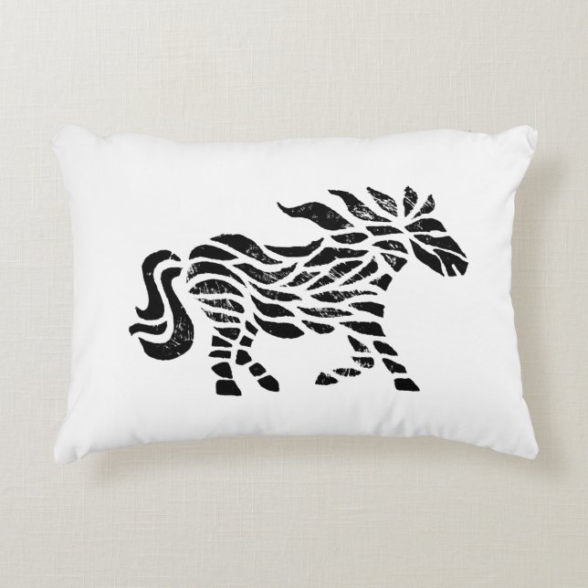 Cojín Decorativo Impresión abstracta de bloques de madera de caball (Anverso)