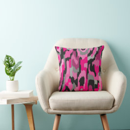 Cojín Decorativo Impresión abstracta rosa y negra