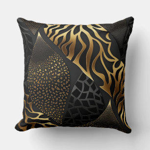 Cojín Decorativo Impresión animal en negro y oro (11)