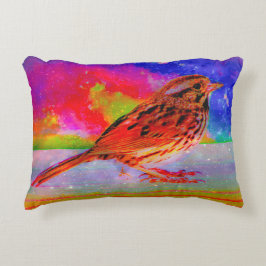 Cojín Decorativo Impresión artística de ensueño de aves cósmicas"