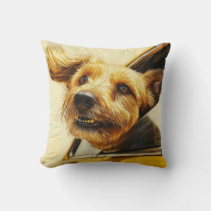 Cojín Decorativo Impresión artística de perro juguetón disfrutando