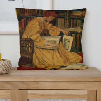 Cojín Decorativo Impresión artística para amantes de libros antiguo