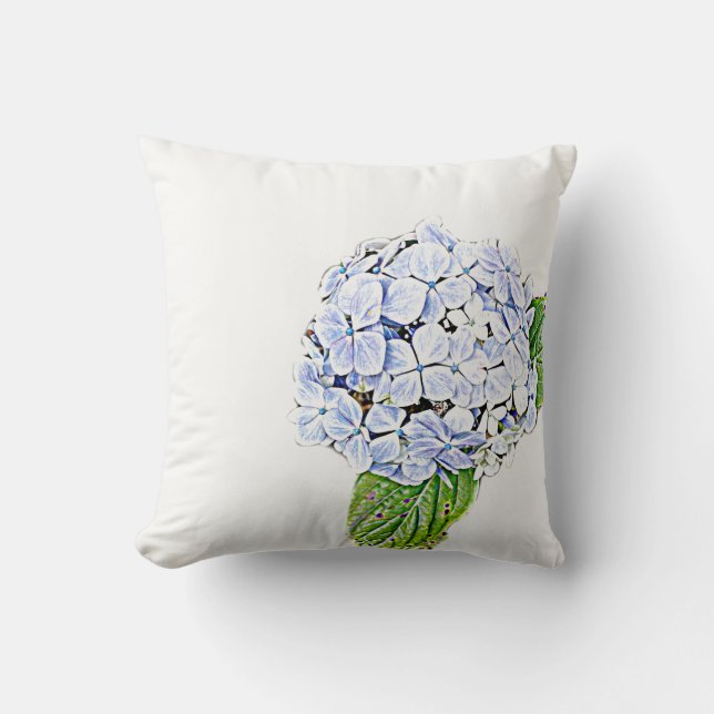 Cojín Decorativo Impresión azul del Hydrangea (Anverso)